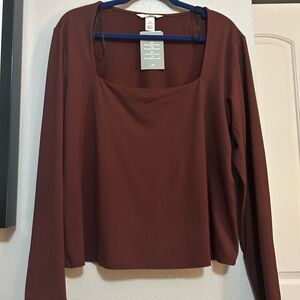 H & M Long Sleeve Square Neck Top
